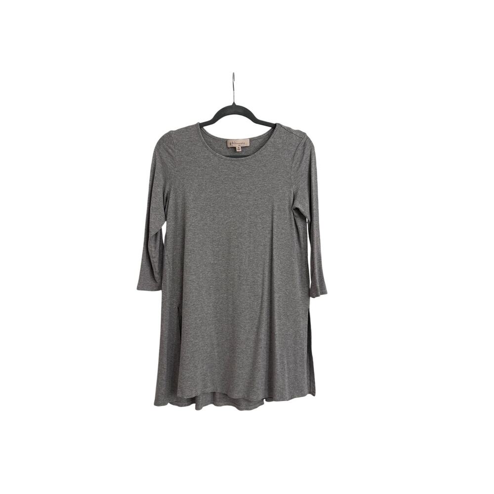 Philosophy Shirt Heather Gray Loose Fit Split Side Tunic Top Size Women's Medium